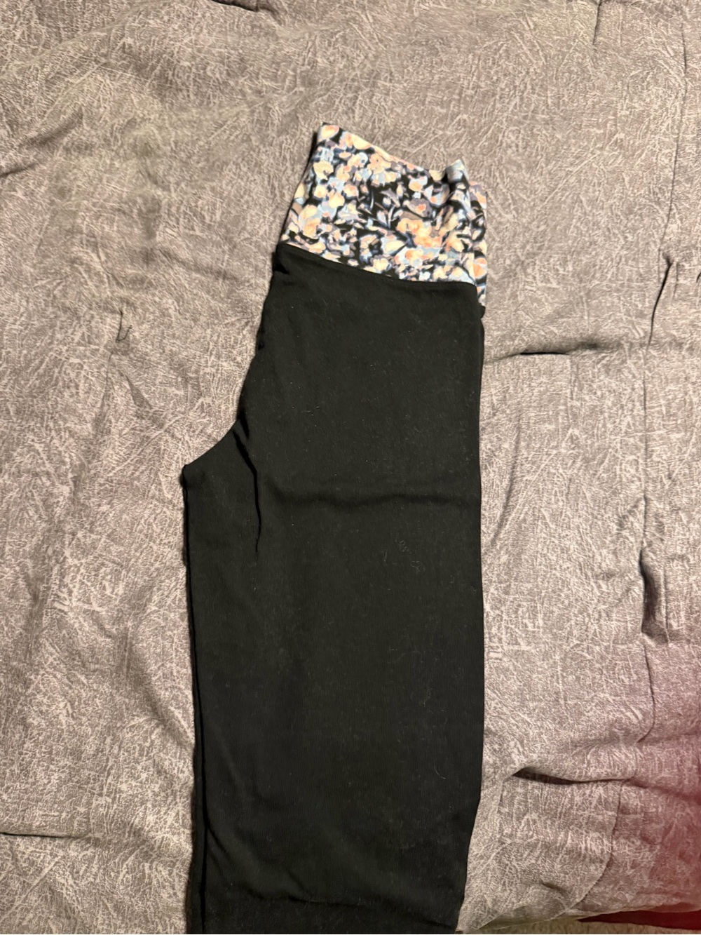 Victoria's Secret Black Kids Leggings with Floral Fold-Over Waistband